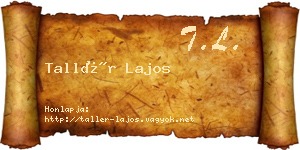 Tallér Lajos névjegykártya
